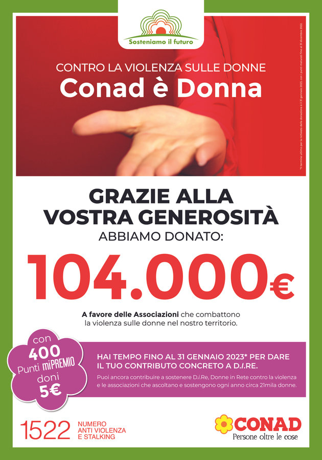 Conad Nord Ovest al fianco di D.i.Re per sostenere le donne